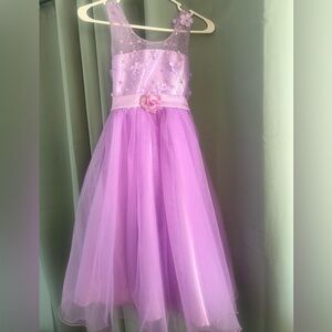 Purple girl dress tulle sleeveless party, wedding dress. With Kid Flower lace